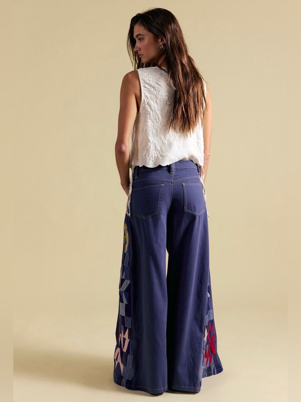 Free people we the free kaleidoscope wide leg pants jeans - Picture 5 of 11